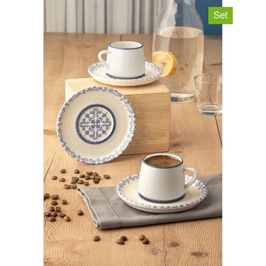 Hermia Filiżanki (6 szt.) w kolorze biało-niebieskim do kawy - 90 ml ze sklepu Limango Polska w kategorii Dzbanki i zaparzacze - zdjęcie 173955903