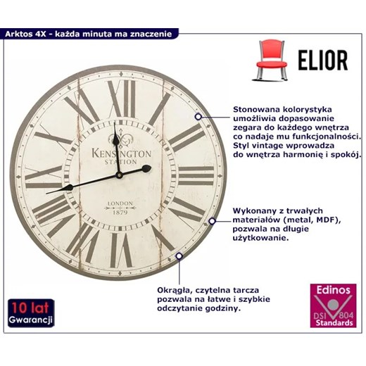 Zegar ścienny w stylu vintage z motywem londyńskim 60 cm - Artos 4X Elior One Size Edinos.pl