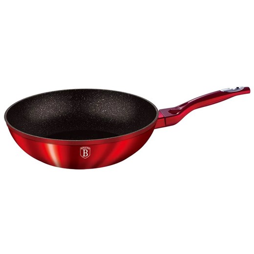 Nowoczesny czerwony wok granitowy na indukcję 28cm L4-L89 ze sklepu Edinos.pl w kategorii Naczynia - zdjęcie 173958911