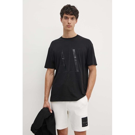 Armani Exchange t-shirt bawełniany kolor czarny z aplikacją 8NZTPQ ZJH4Z ze sklepu ANSWEAR.com w kategorii T-shirty męskie - zdjęcie 173961913