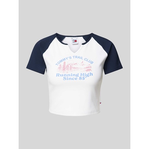T-shirt krótki o kroju slim fit z detalem z logo model ‘VINTAGE PREP’ ze sklepu Peek&Cloppenburg  w kategorii Bluzki damskie - zdjęcie 173962703