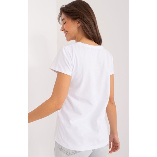 Biały t-shirt damski RV-TS-9666.05X, Kolor biały, Rozmiar S/M, BASIC FEEL GOOD ze sklepu Primodo w kategorii Bluzki damskie - zdjęcie 173964232