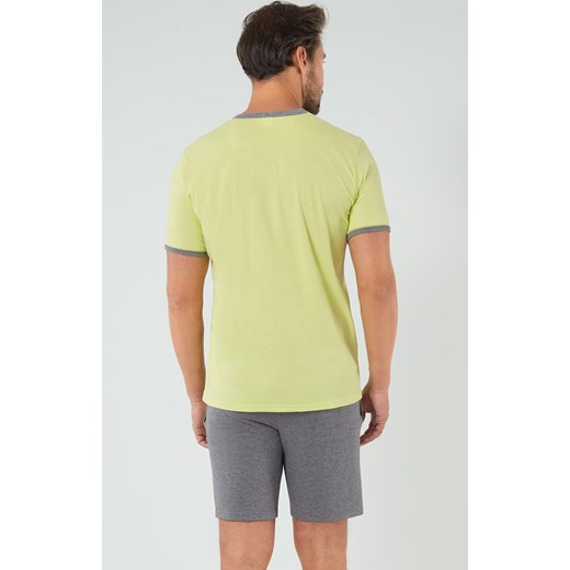 Piżama męska z krótki rękawem limonkowo-szara Nikodem, Kolor limonka-szary, Rozmiar M, Italian Fashion ze sklepu Primodo w kategorii Piżamy męskie - zdjęcie 173964252