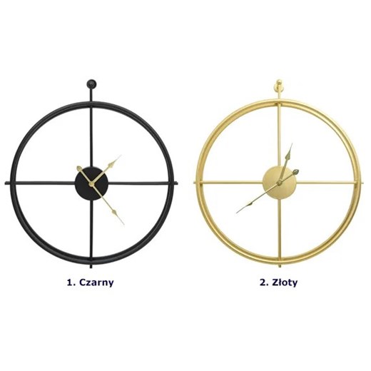 Czarny elegancki zegar ścienny ze złotymi wskazówkami 52 cm - Omax 3X Elior One Size Edinos.pl