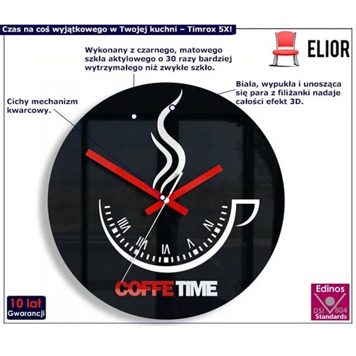Nowoczesny okrągły zegar ścienny - Timrox 5X Elior One Size Edinos.pl