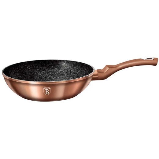 Złota patelnia typu wok z powłoką granitową 28cm F2-H75 ze sklepu Edinos.pl w kategorii Naczynia - zdjęcie 173967564