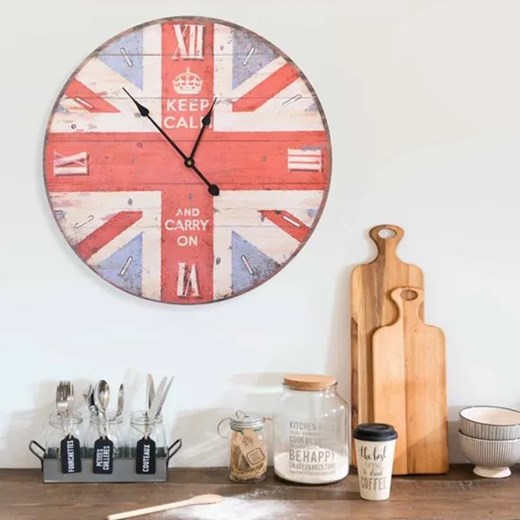 Wiszący zegar w stylu vintage z flagą UK 60 cm - Arktos 6X Elior One Size Edinos.pl