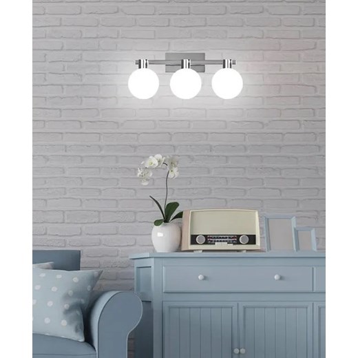 Chromowany kinkiet na listwie trzy szklane kule - V116-Suso Lumes One Size Edinos.pl
