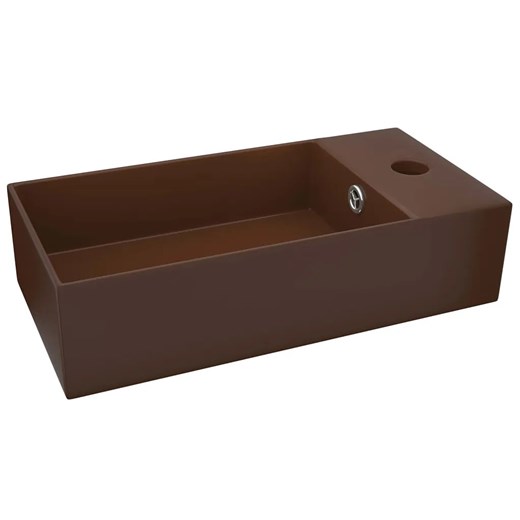 Prostokątna brązowa umywalka ceramiczna D3-H60 ze sklepu Edinos.pl w kategorii Łazienka - zdjęcie 173968912