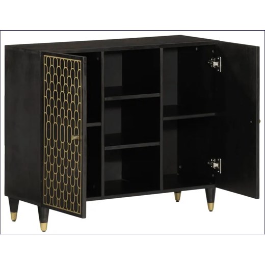 Czarna komoda z półkami na nóżkach - Movissa 20X Elior One Size Edinos.pl