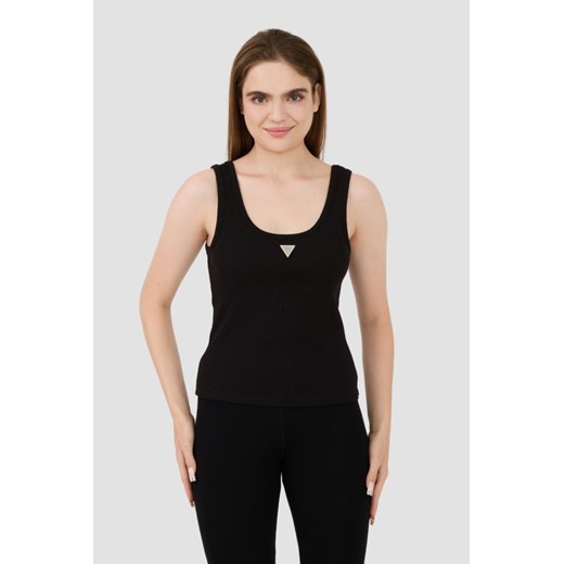 GUESS Czarny top Ribbed Knit Tank, Rozmiar L ze sklepu outfit.pl w kategorii Bluzki damskie - zdjęcie 173970061
