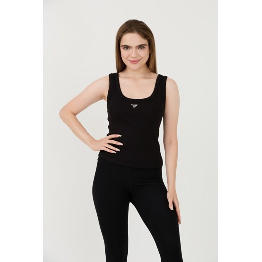 GUESS Czarny top Triangle Bling Rib Tank, Rozmiar M ze sklepu outfit.pl w kategorii Bluzki damskie - zdjęcie 173970073