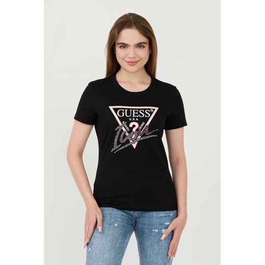 GUESS Czarny t-shirt Icon Tee, Rozmiar M ze sklepu outfit.pl w kategorii Bluzki damskie - zdjęcie 173970151