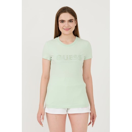 GUESS Zielony t-shirt Sangallo Tee, Rozmiar L ze sklepu outfit.pl w kategorii Bluzki damskie - zdjęcie 173970182