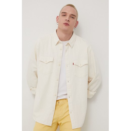 Levi&apos;s koszula męska kolor beżowy relaxed z kołnierzykiem klasycznym ze sklepu ANSWEAR.com w kategorii Koszule męskie - zdjęcie 173970753