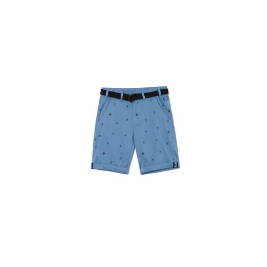 Cropp - Szorty chino ze zwierzęcym nadrukiem - niebieski ze sklepu Cropp w kategorii Spodenki męskie - zdjęcie 173972602
