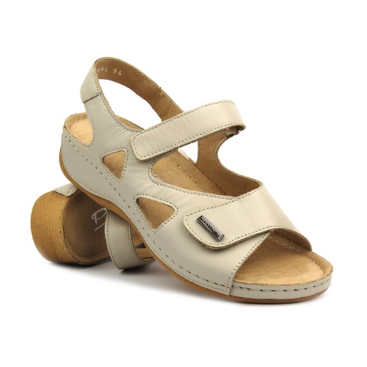 Wygodne sandały damskie skórzane - Pollonus 0994, kremowe ze sklepu ulubioneobuwie w kategorii Sandały damskie - zdjęcie 173972852