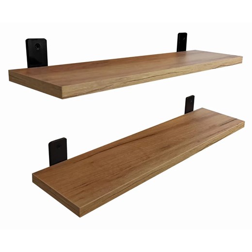 Zestaw dwóch półek ściennych loft dąb craft złoty 50 cm - Castello 3X ze sklepu Edinos.pl w kategorii Półki - zdjęcie 173974874