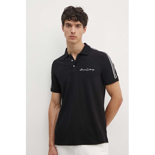 Armani Exchange polo męski kolor czarny z aplikacją 8NZFSG ZJ81Z ze sklepu ANSWEAR.com w kategorii T-shirty męskie - zdjęcie 173975100