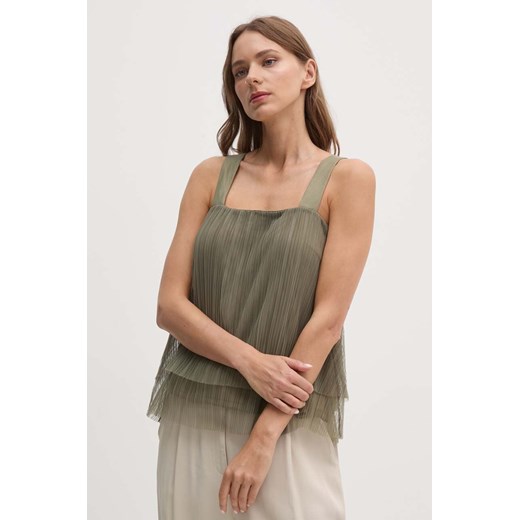Dkny bluzka damska kolor zielony gładka P4DHSXMO ze sklepu ANSWEAR.com w kategorii Bluzki damskie - zdjęcie 173975222
