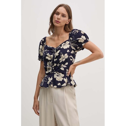 Polo Ralph Lauren bluzka bawełniana damska kolor granatowy wzorzysta 211935137 ze sklepu ANSWEAR.com w kategorii Bluzki damskie - zdjęcie 173975233