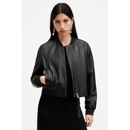 AllSaints kurtka skórzana ORTEN BOMBER JACKET damska kolor czarny przejściowa W072LB ze sklepu ANSWEAR.com w kategorii Kurtki damskie - zdjęcie 173975311