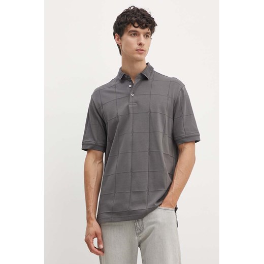 Armani Exchange polo bawełniane kolor szary gładki 6DZFLJ ZJ2ZZ ze sklepu ANSWEAR.com w kategorii T-shirty męskie - zdjęcie 173975514