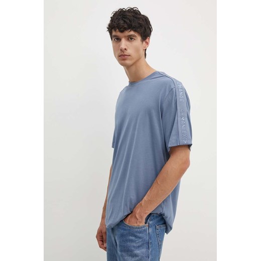 Armani Exchange t-shirt bawełniany męski kolor niebieski z aplikacją 6DZTLA ZJ9JZ ze sklepu ANSWEAR.com w kategorii T-shirty męskie - zdjęcie 173975632