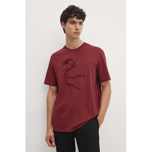 Armani Exchange t-shirt bawełniany męski kolor bordowy z aplikacją XM000044 AF10334 ze sklepu ANSWEAR.com w kategorii T-shirty męskie - zdjęcie 173975662