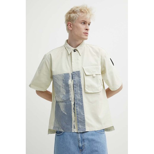 A-COLD-WALL* koszula bawełniana Strand Overshirt męska kolor beżowy relaxed z kołnierzykiem klasycznym ACWMSH131 ze sklepu ANSWEAR.com w kategorii Koszule męskie - zdjęcie 173975700