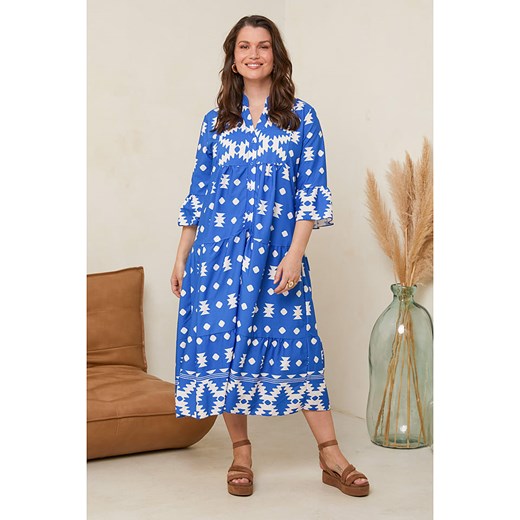 Sukienka Curvy Lady luźna midi z długim rękawem 