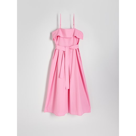 Reserved - Sukienka z wiązaniem z bawełny - różowy Reserved L Reserved