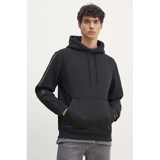 Calvin Klein Jeans bluza męska kolor czarny z kapturem gładka J30J325632 ze sklepu ANSWEAR.com w kategorii Bluzy męskie - zdjęcie 173983540