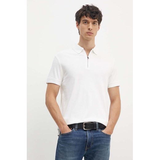 Tommy Hilfiger polo bawełniane kolor biały gładki ze sklepu ANSWEAR.com w kategorii T-shirty męskie - zdjęcie 173983872