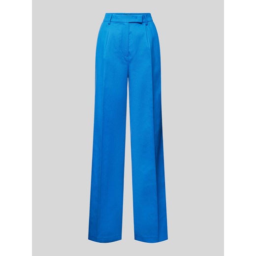 Spodnie o kroju regular fit z zakładkami w pasie i szlufkami na pasek ze sklepu Peek&Cloppenburg  w kategorii Spodnie damskie - zdjęcie 173984540