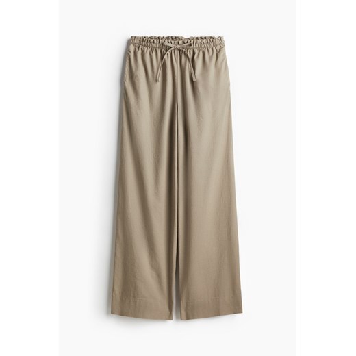 H & M - Szerokie spodnie z domieszką lnu - Zielony ze sklepu H&M w kategorii Spodnie damskie - zdjęcie 173984971