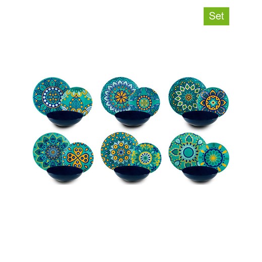 Trendy Kitchen by EXCÉLSA 18-częściowy zestaw talerzy w kolorze niebieskim Trendy Kitchen By Excélsa onesize promocja Limango Polska