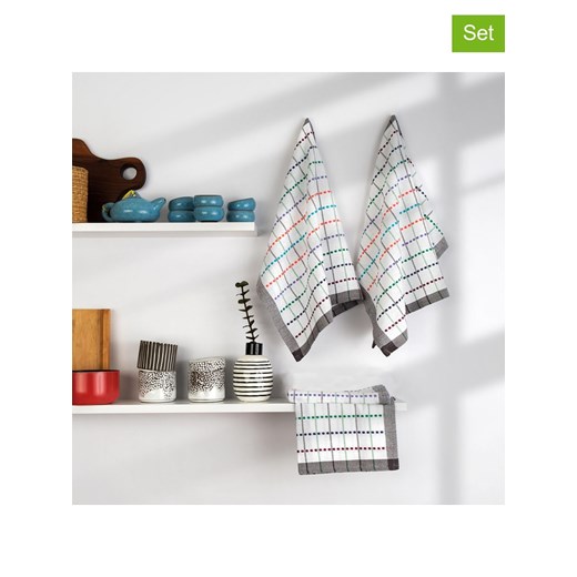 Colourful Cotton Ściereczki (4 szt.) w kolorze białym ze wzorem do naczyń ze sklepu Limango Polska w kategorii Ścierki kuchenne - zdjęcie 173987210