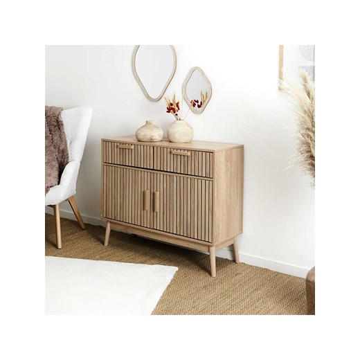 THE HOME DECO FACTORY Komoda &quot;Klaus&quot; w kolorze jasnobrązowym - 100 x 80 x 35 cm ze sklepu Limango Polska w kategorii Meble - zdjęcie 173987223