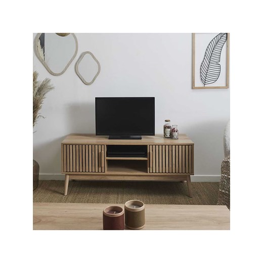THE HOME DECO FACTORY Szafka RTV &quot;Klaus&quot; w kolorze jasnobrązowym - 117 x 48 x 40 cm ze sklepu Limango Polska w kategorii Meble - zdjęcie 173987243