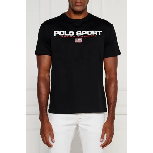 Czarny t-shirt męski Polo Ralph Lauren z bawełny z krótkim rękawem młodzieżowy
