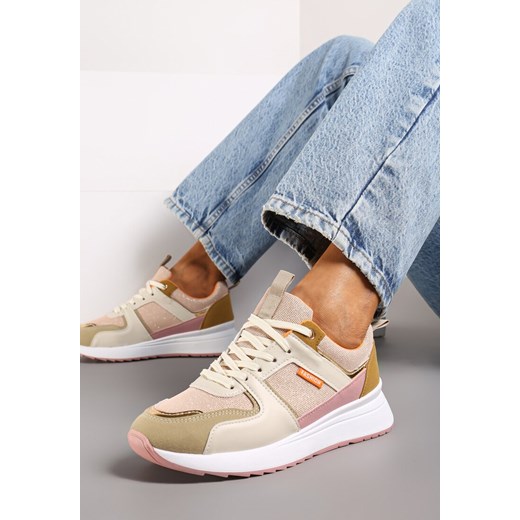 Ciemnobeżowe Sneakersy Phinala ze sklepu born2be.pl w kategorii Buty sportowe damskie - zdjęcie 173990711