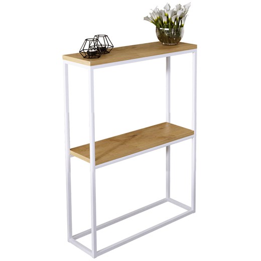 Minimalistyczna konsola biały + dąb lancelot M1-M24 ze sklepu Edinos.pl w kategorii Konsole - zdjęcie 173991384