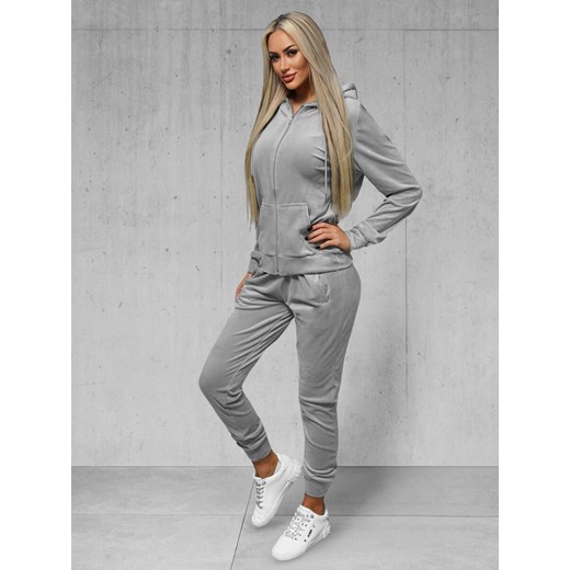 Komplet dresowy damski welurowy szary OZONEE JS/8C1176/2 Ozonee S ozonee.pl