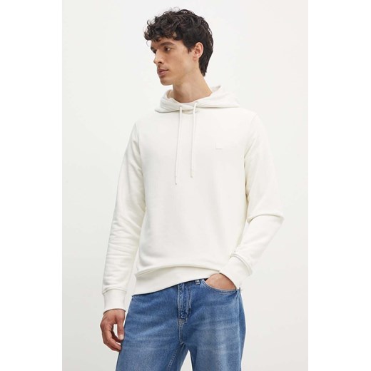 Calvin Klein Jeans bluza męska kolor biały z kapturem gładka J30J325149 ze sklepu ANSWEAR.com w kategorii Bluzy męskie - zdjęcie 173991790