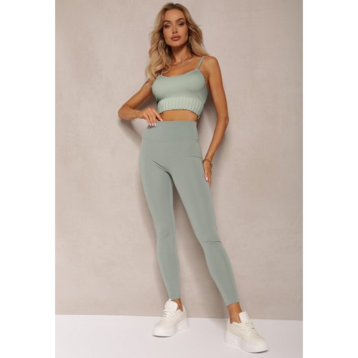 Ciemnozielone Sportowe Legginsy High Waist Quarefia ze sklepu Renee odzież w kategorii Spodnie damskie - zdjęcie 173994654