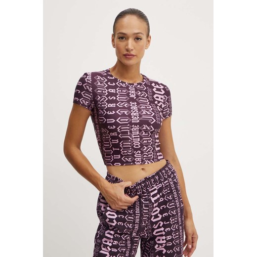 Versace Jeans Couture t-shirt damski kolor bordowy 77HAH6A2 JS406 ze sklepu ANSWEAR.com w kategorii Bluzki damskie - zdjęcie 173998790
