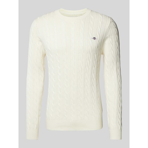 Sweter z dzianiny z wzorem warkocza ze sklepu Peek&Cloppenburg  w kategorii Swetry męskie - zdjęcie 173999353