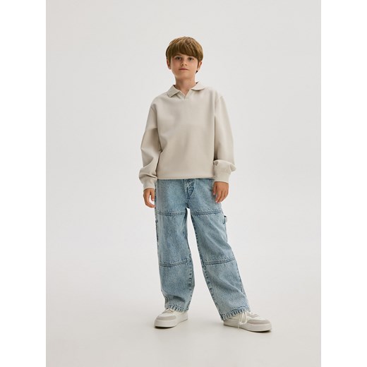 Reserved - Bluza z kołnierzem - beżowy ze sklepu Reserved w kategorii Bluzy chłopięce - zdjęcie 174003794