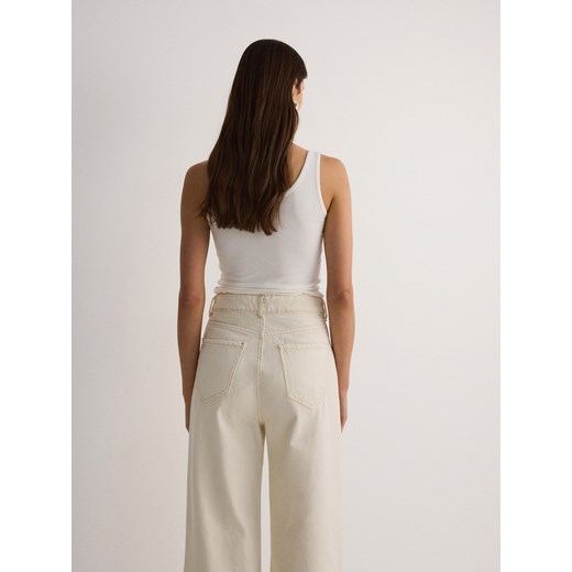 Reserved - Jeansy wide leg - kremowy Reserved 36 Reserved